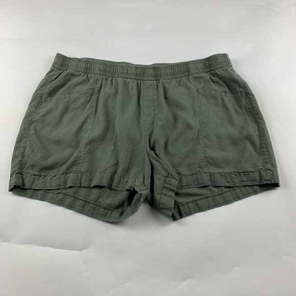 Old Navy Pants - Old Navy Olive Linen Blend High Rise Pull On Shorts XXL